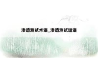 渗透测试术语_渗透测试谜语