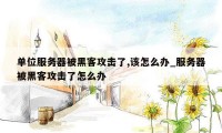 单位服务器被黑客攻击了,该怎么办_服务器被黑客攻击了怎么办