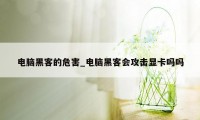 电脑黑客的危害_电脑黑客会攻击显卡吗吗
