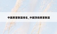 中国黑客联盟排名_中国顶级黑客联盟