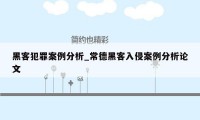 黑客犯罪案例分析_常德黑客入侵案例分析论文