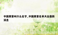 中国黑客叫什么名字_中国黑客名单大全最新消息