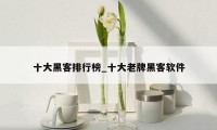十大黑客排行榜_十大老牌黑客软件