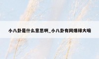 小八卦是什么意思啊_小八卦有网爆绿大暗