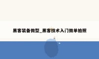 黑客装备微型_黑客技术入门微单拍照