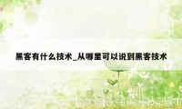 黑客有什么技术_从哪里可以说到黑客技术