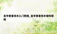 自学黑客技术入门教程_自学黑客技术难吗视频