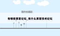 有哪些黑客论坛_有什么黑客技术论坛
