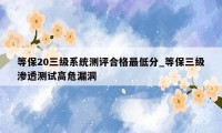 等保20三级系统测评合格最低分_等保三级渗透测试高危漏洞