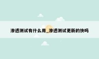 渗透测试有什么用_渗透测试更新的快吗