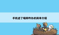 手机进了暗网咋办的简单介绍