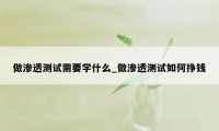做渗透测试需要学什么_做渗透测试如何挣钱