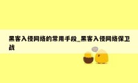 黑客入侵网络的常用手段_黑客入侵网络保卫战