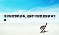 可以装黑客的软件_程序员如何装黑客软件下载