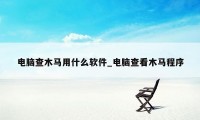 电脑查木马用什么软件_电脑查看木马程序