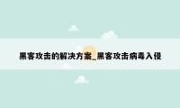 黑客攻击的解决方案_黑客攻击病毒入侵