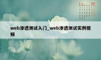 web渗透测试入门_web渗透测试实例视频