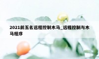 2021前五名远程控制木马_远程控制与木马程序