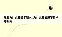 黑客为什么都是年轻人_为什么有的黑客技术那么高