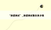 “渗透测试”_渗透测试售价多少钱
