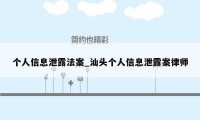个人信息泄露法案_汕头个人信息泄露案律师