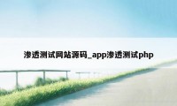 渗透测试网站源码_app渗透测试php
