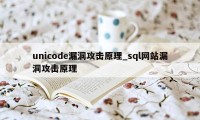 unicode漏洞攻击原理_sql网站漏洞攻击原理