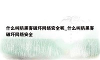 什么叫防黑客破坏网络安全呢_什么叫防黑客破坏网络安全