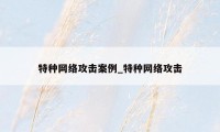 特种网络攻击案例_特种网络攻击