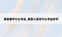 黑客要学什么专业_黑客入侵学什么专业好学