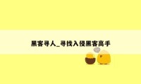 黑客寻人_寻找入侵黑客高手