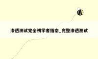 渗透测试完全初学者指南_完整渗透测试