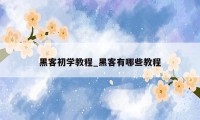 黑客初学教程_黑客有哪些教程