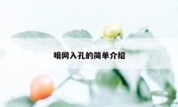暗网入孔的简单介绍