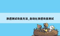 渗透测试攻击方法_自动化渗透攻击测试