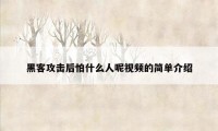 黑客攻击后怕什么人呢视频的简单介绍