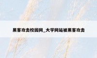 黑客攻击校园网_大学网站被黑客攻击