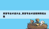 黑客专业术语大全_黑客专业术语视频教程全集