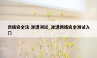 网络安全法 渗透测试_渗透网络安全测试入门