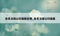 自定义端口扫描器在哪_自定义端口扫描器