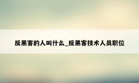 反黑客的人叫什么_反黑客技术人员职位