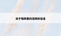 关于暗网里的深网的信息