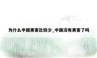 为什么中国黑客比较少_中国没有黑客了吗