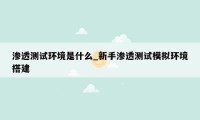 渗透测试环境是什么_新手渗透测试模拟环境搭建