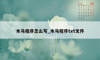 木马程序怎么写_木马程序txt文件
