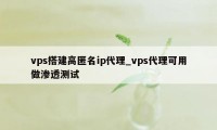 vps搭建高匿名ip代理_vps代理可用做渗透测试