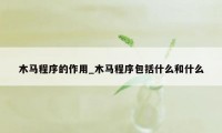 木马程序的作用_木马程序包括什么和什么