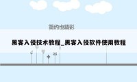 黑客入侵技术教程_黑客入侵软件使用教程