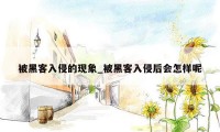 被黑客入侵的现象_被黑客入侵后会怎样呢