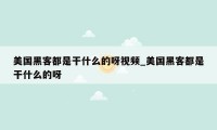美国黑客都是干什么的呀视频_美国黑客都是干什么的呀
